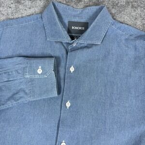 Bonobos Shirt Men's Medium Blue Chambray Long Sleeve Button Up Slim Fit